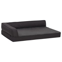 vidaXL Hundematratze Ergonomisch 60x42 cm Leinenoptik Fleece Schwarz