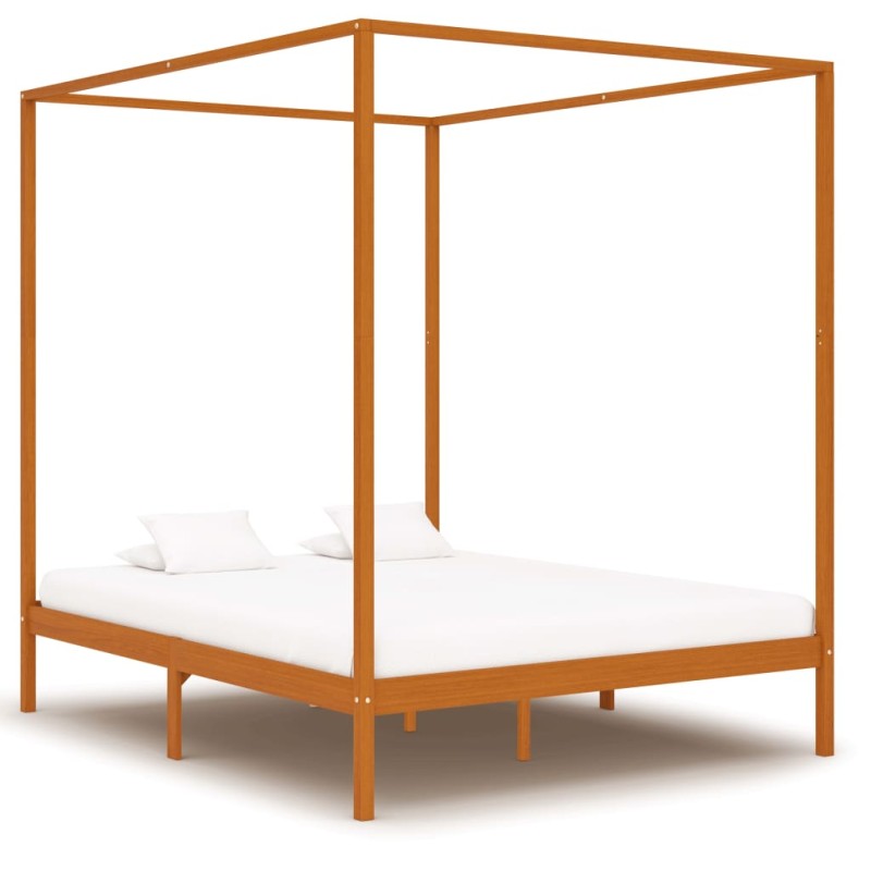 vidaXL Himmelbett-Gestell Honigbraun Massivholz Kiefer 160 x 200 cm vidaXL Himmelbett-Gestell Honigbraun Massivholz Kiefer 160 x 200 cm