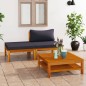 3-tlg. Garten-Lounge-Set mit Dunkelgrauen Kissen Akazienholz 3-tlg. Garten-Lounge-Set mit Dunkelgrauen Kissen Akazienholz