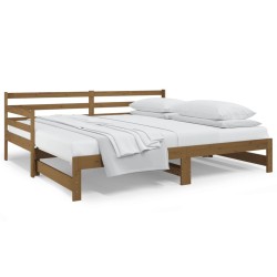 vidaXL Tagesbett Ausziehbar Honigbraun 2x(90x190) cm Massivholz Kiefer
