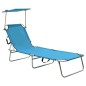 vidaXL Klappliege mit Sonnenschutz Blau Aluminium vidaXL Klappliege mit Sonnenschutz Blau Aluminium