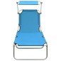 vidaXL Klappliege mit Sonnenschutz Blau Aluminium vidaXL Klappliege mit Sonnenschutz Blau Aluminium