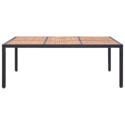 vidaXL Gartentisch Schwarz 200x150x74cm Poly Rattan Akazie Massivholz