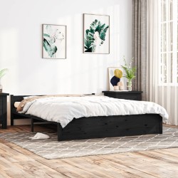 vidaXL Massivholzbett Schwarz 150x200 cm