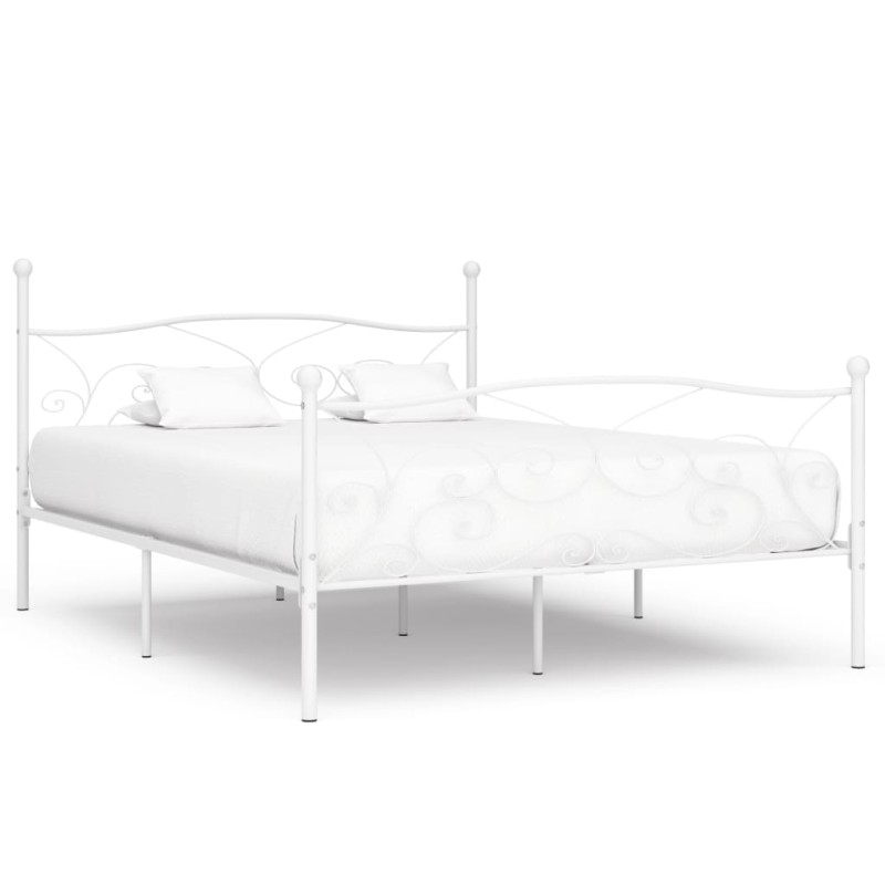vidaXL Bettgestell mit Lattenrost Weiß Metall 180 × 200 cm vidaXL Bettgestell mit Lattenrost Weiß Metall 180 × 200 cm