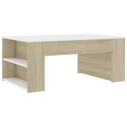 vidaXL Couchtisch Weiß und Sonoma-Eiche 100x60x42 cm Holzwerkstoff
