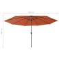 vidaXL Sonnenschirm mit LED-Beleuchtung 400 cm Terrakotta vidaXL Sonnenschirm mit LED-Beleuchtung 400 cm Terrakotta