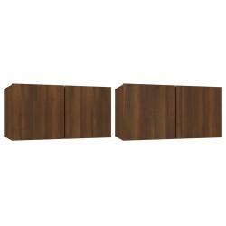 vidaXL TV-Wandschrank Braun Eiche 2 Stk. 60x30x30 cm Holzwerkstoff
