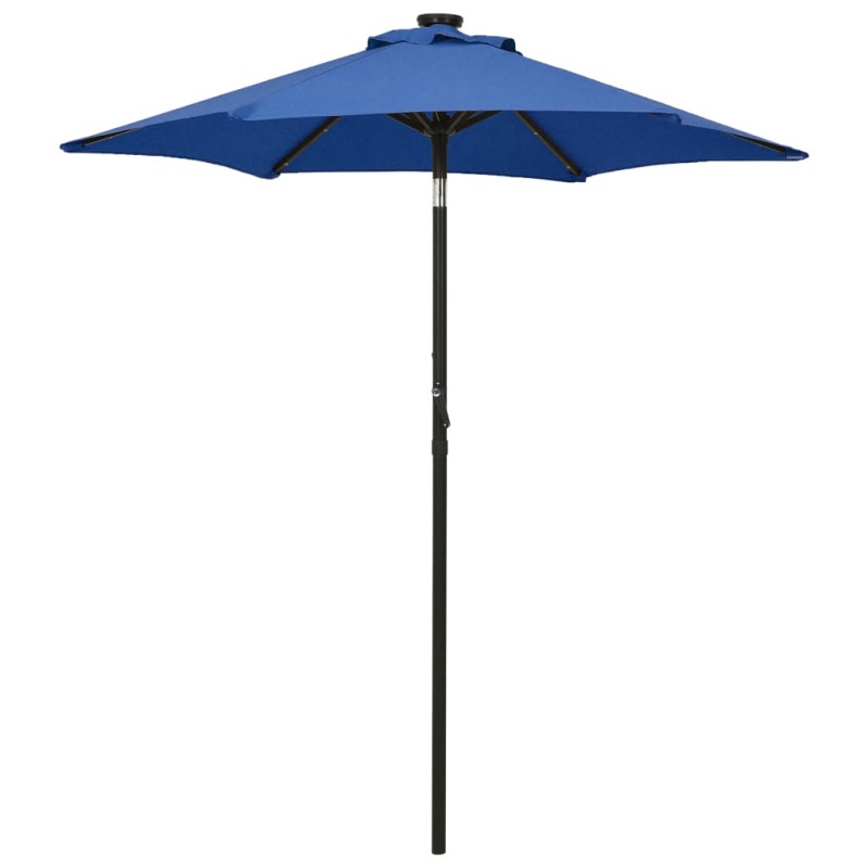 vidaXL Sonnenschirm mit LED-Leuchten Azurblau 200x211cm Aluminium vidaXL Sonnenschirm mit LED-Leuchten Azurblau 200x211cm Aluminium