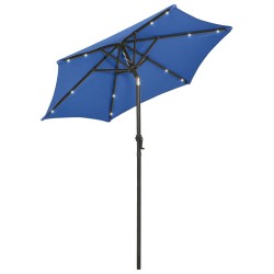 vidaXL Sonnenschirm mit LED-Leuchten Azurblau 200x211cm Aluminium