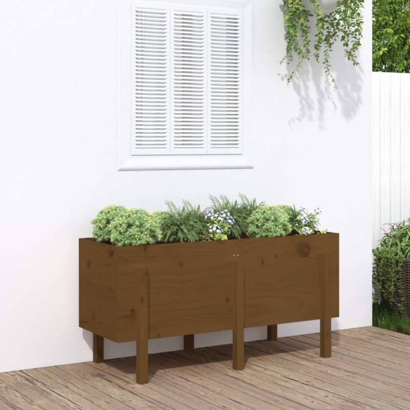 vidaXL Hochbeet Honigbraun 121x50x57 cm Massivholz Kiefer vidaXL Hochbeet Honigbraun 121x50x57 cm Massivholz Kiefer