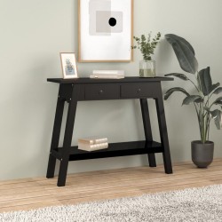 vidaXL Konsolentisch mit Schubladen Schwarz 90x30x75 cm Mahagoniholz