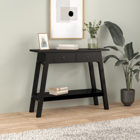 vidaXL Konsolentisch mit Schubladen Schwarz 90x30x75 cm Mahagoniholz