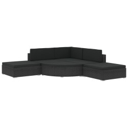 vidaXL 6-tlg. Garten-Lounge-Set mit Kissen Poly Rattan Schwarz