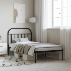 vidaXL Bettgestell mit Kopfteil Metall Schwarz 107x203 cm