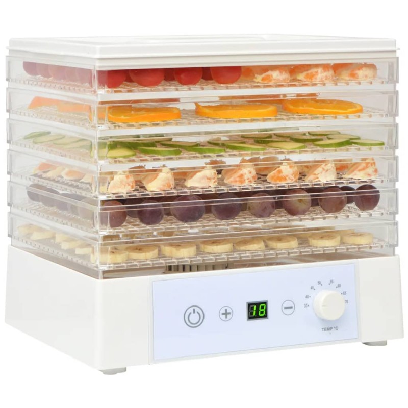 vidaXL Dörrgerät mit 6 Ablagen 250 W Weiß vidaXL Dörrgerät mit 6 Ablagen 250 W Weiß