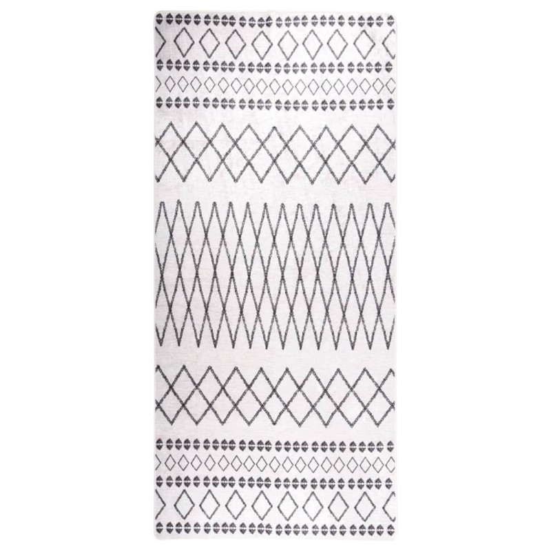 vidaXL Teppich Waschbar 80x300 cm Schwarz und Weiß Rutschfest vidaXL Teppich Waschbar 80x300 cm Schwarz und Weiß Rutschfest