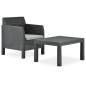 2-tlg. Garten-Lounge-Set mit Auflage PP Rattan Anthrazit 2-tlg. Garten-Lounge-Set mit Auflage PP Rattan Anthrazit
