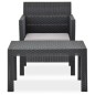 2-tlg. Garten-Lounge-Set mit Auflage PP Rattan Anthrazit 2-tlg. Garten-Lounge-Set mit Auflage PP Rattan Anthrazit