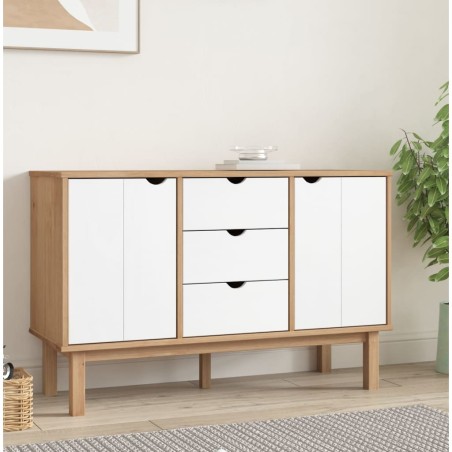 vidaXL Sideboard OTTA Braun&Weiß 113,5x43x73 cm Massivholz Kiefer