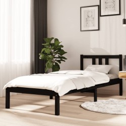 vidaXL Massivholzbett Schwarz 75x190 cm