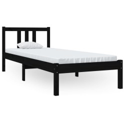 vidaXL Massivholzbett Schwarz 75x190 cm