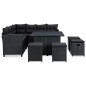 6-tlg. Garten-Lounge-Set mit Auflagen Poly Rattan Schwarz 6-tlg. Garten-Lounge-Set mit Auflagen Poly Rattan Schwarz