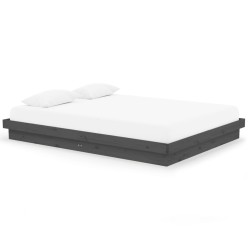 vidaXL Massivholzbett Grau 150x200 cm