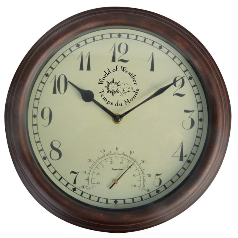 Esschert Design Bahnhofsuhr mit Thermometer 30,5 cm TF007 Esschert Design Bahnhofsuhr mit Thermometer 30,5 cm TF007