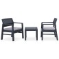 3-tlg. Garten-Lounge-Set mit Auflagen Kunststoff Grau 3-tlg. Garten-Lounge-Set mit Auflagen Kunststoff Grau