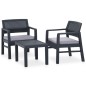 3-tlg. Garten-Lounge-Set mit Auflagen Kunststoff Grau 3-tlg. Garten-Lounge-Set mit Auflagen Kunststoff Grau