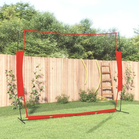 vidaXL Baseball-Netz Tragbar Rot Schwarz 369x107x271cm Stahl Polyester 