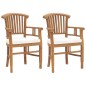 Gartenstühle 2 Stk. mit Cremeweißen Kissen Massivholz Teak Gartenstühle 2 Stk. mit Cremeweißen Kissen Massivholz Teak