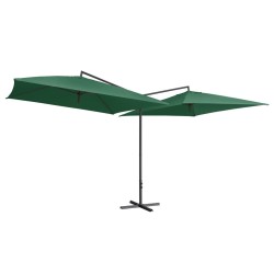 vidaXL Doppelsonnenschirm mit Stahlmast 250×250 cm Grün 