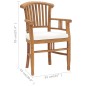 Gartenstühle 2 Stk. mit Cremeweißen Kissen Massivholz Teak Gartenstühle 2 Stk. mit Cremeweißen Kissen Massivholz Teak