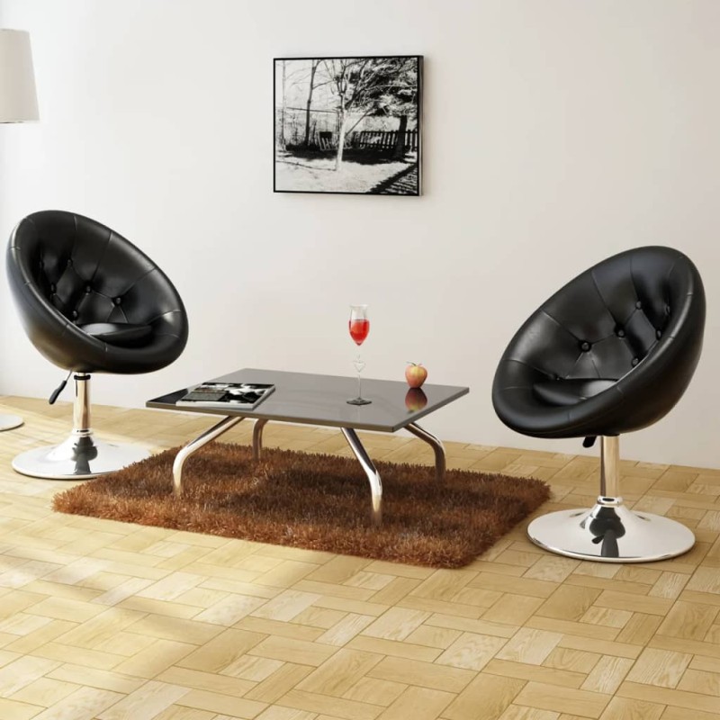 vidaXL Barhocker 2 Stk. Schwarz Kunstleder vidaXL Barhocker 2 Stk. Schwarz Kunstleder