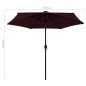 vidaXL Sonnenschirm mit LED-Leuchten Aluminium-Mast 270 cm Bordeauxrot vidaXL Sonnenschirm mit LED-Leuchten Aluminium-Mast 270 cm Bordeauxrot