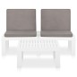 2-tlg. Garten-Lounge-Set mit Auflagen Kunststoff Weiß 2-tlg. Garten-Lounge-Set mit Auflagen Kunststoff Weiß