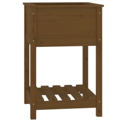 vidaXL Pflanzkübel mit Ablage Honigbraun 54x54x81 cm Massivholz Kiefer