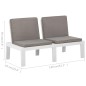 2-tlg. Garten-Lounge-Set mit Auflagen Kunststoff Weiß 2-tlg. Garten-Lounge-Set mit Auflagen Kunststoff Weiß