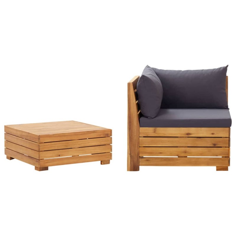 2-tlg. Garten-Lounge-Set mit Kissen Massivholz Akazie 2-tlg. Garten-Lounge-Set mit Kissen Massivholz Akazie