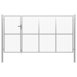 vidaXL Gartentor Stahl 350 x 150 cm Silbern