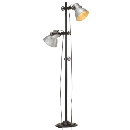 vidaXL Stehlampe 2-flammig Silbern E27 Gusseisen  