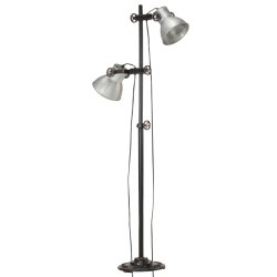 vidaXL Stehlampe 2-flammig Silbern E27 Gusseisen  