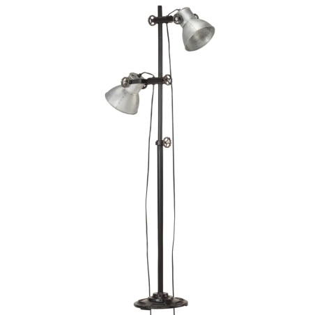 vidaXL Stehlampe 2-flammig Silbern E27 Gusseisen  