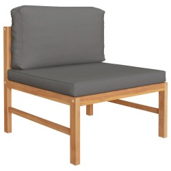 vidaXL 2-tlg. Garten-Lounge-Set mit Dunkelgrauen Kissen Teakholz