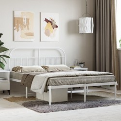 vidaXL Bettgestell mit Kopfteil Metall Weiß 150x200 cm