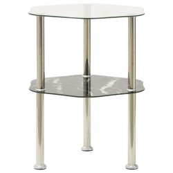 vidaXL Beistelltisch mit 2 Ablagen Transparent 38x38x50 cm Hartglas