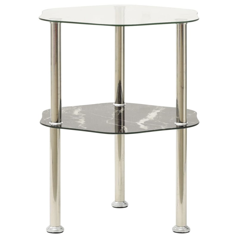 vidaXL Beistelltisch mit 2 Ablagen Transparent 38x38x50 cm Hartglas vidaXL Beistelltisch mit 2 Ablagen Transparent 38x38x50 cm Hartglas