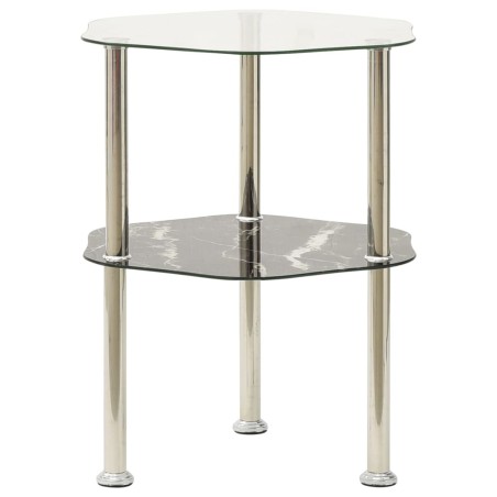 vidaXL Beistelltisch mit 2 Ablagen Transparent 38x38x50 cm Hartglas